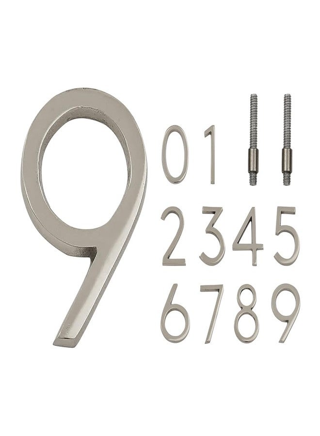 DecorTwist® Metal House Number Modern Silver House Numbers For Flat Door Hostel Hotel Lodge Apartment College Library Rack Number Warehouse 10cm 4 Inch Height (Number 9) - Image 2